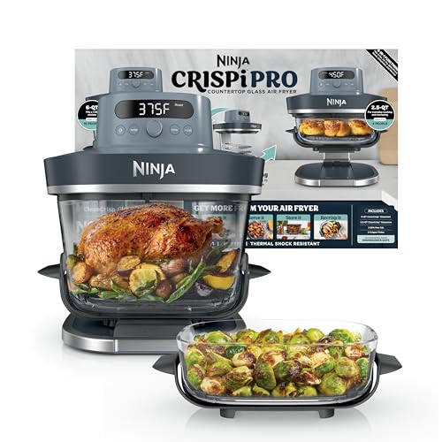 Ninja Crispi Pro 6-in-1 Glass Air Fryer | With Nontoxic, 6qt & 2.5qt...
